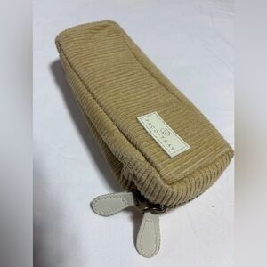 PACO TRAY Tan Corduroy Zipper Pouch Pencil Case Makeup Bag Organizer